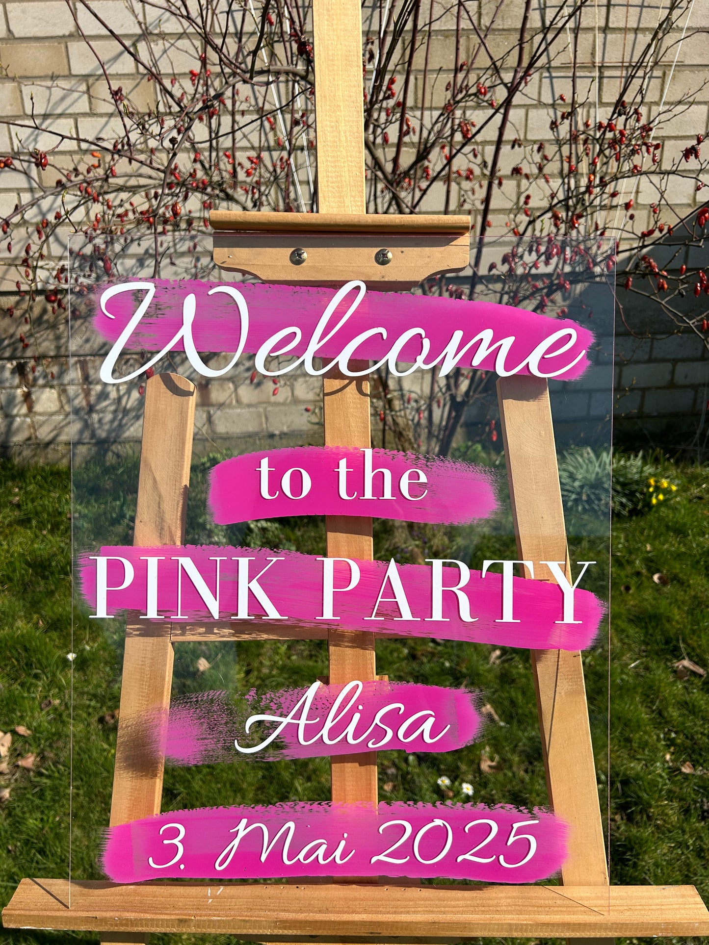 Individuelles Acrylschild Groß (Wunschtext+Farbe) MIETEN