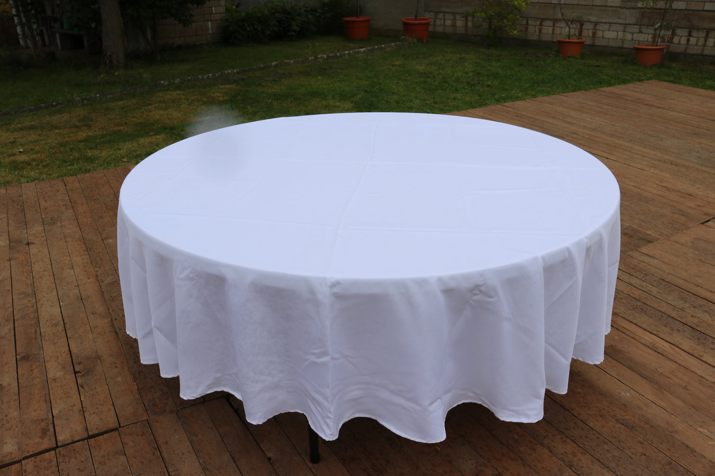 Runde Tischdecke für Banketttisch (Weiß) MIETEN