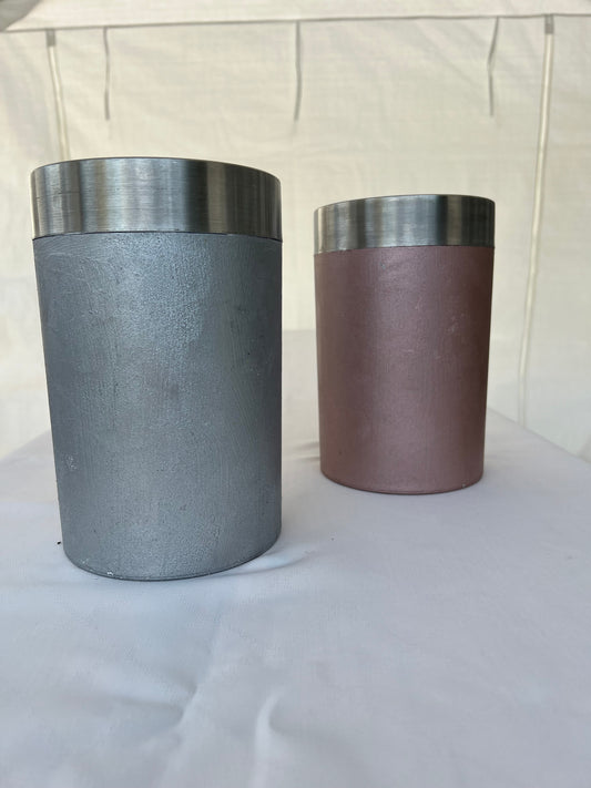 Bild von Große Vasen Zylinderförmig (Silber / Rosa) MIETEN 