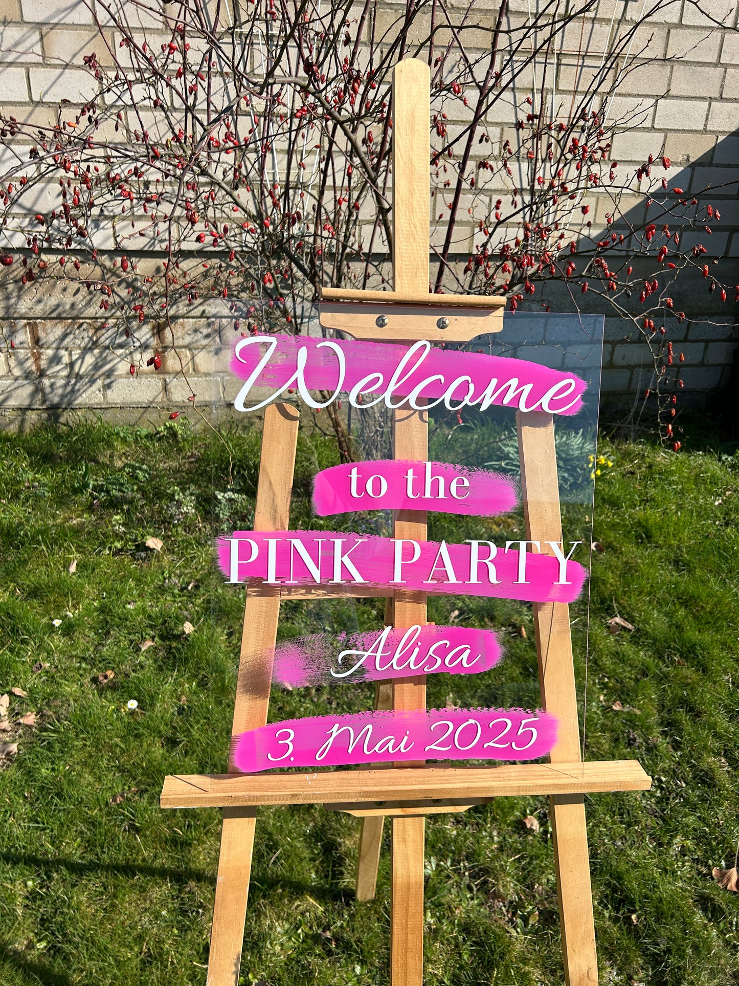 Individuelles Acrylschild Groß (Wunschtext+Farbe) MIETEN