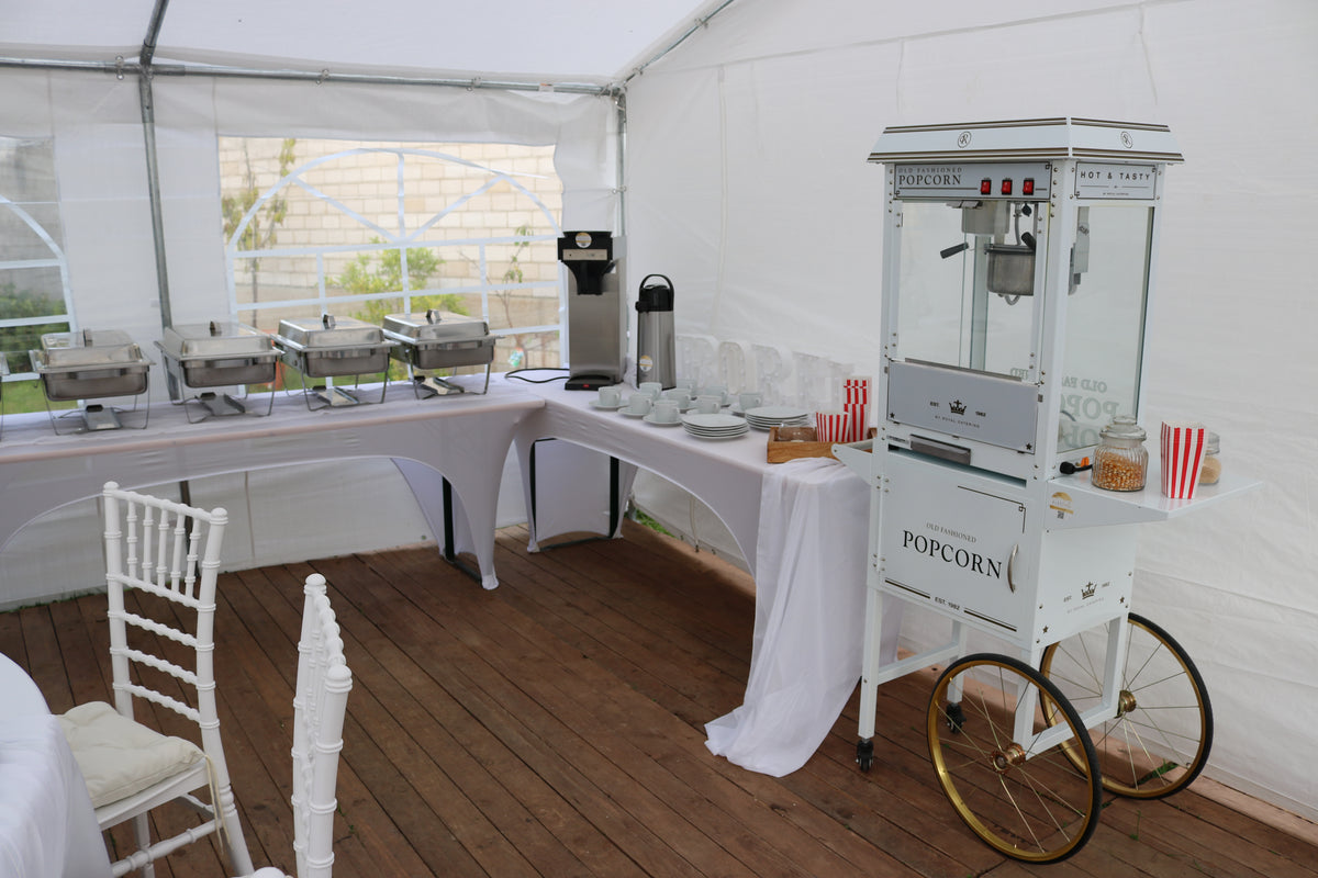 Popcornmaschine mit Wagen Weiß MIETEN Popcorn Hochzeit