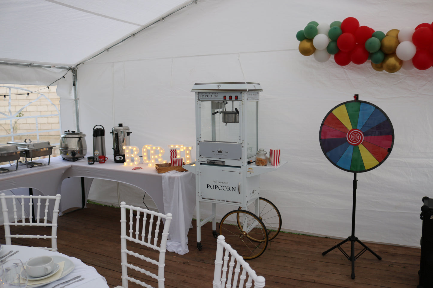 Popcornmaschine mit Wagen Weiß MIETEN Popcorn Hochzeit