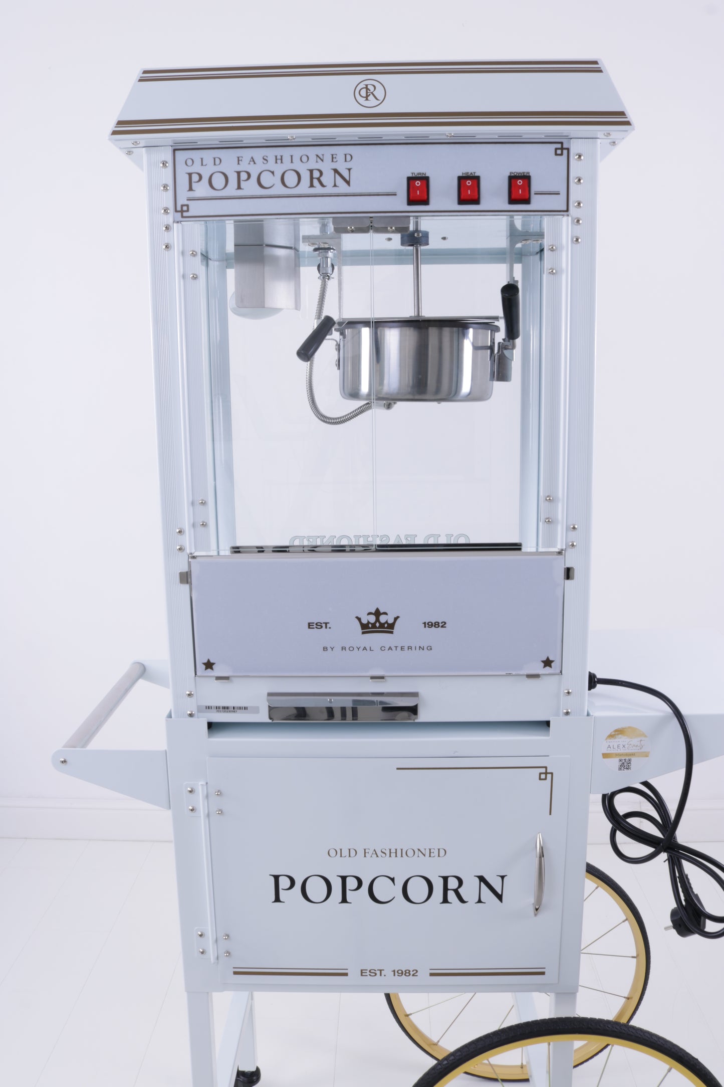 Popcornmaschine mit Wagen (Schwarz / Weiß) MIETEN Popcorn Hochzeit