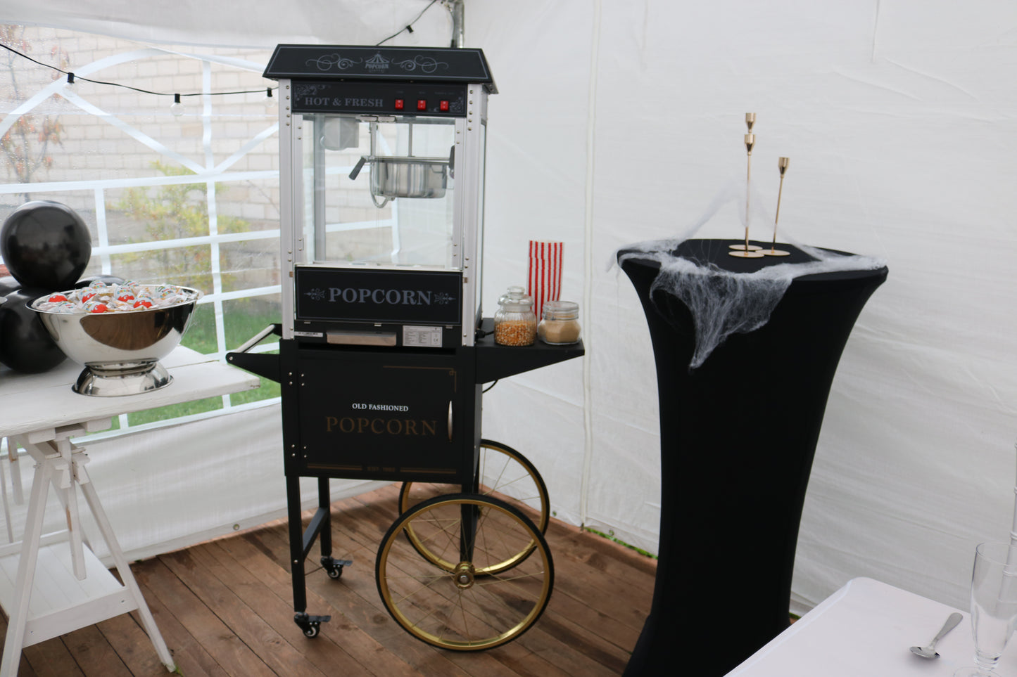 Popcornmaschine mit Wagen Schwarz MIETEN Popcorn Hochzeit