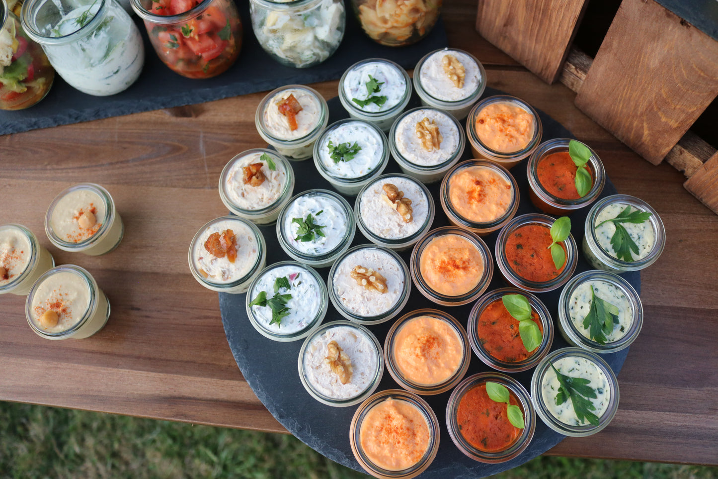 Weck Gläser mini 35ml Soßen Dips MIETEN Fingerfood Vorspeisen Buffet