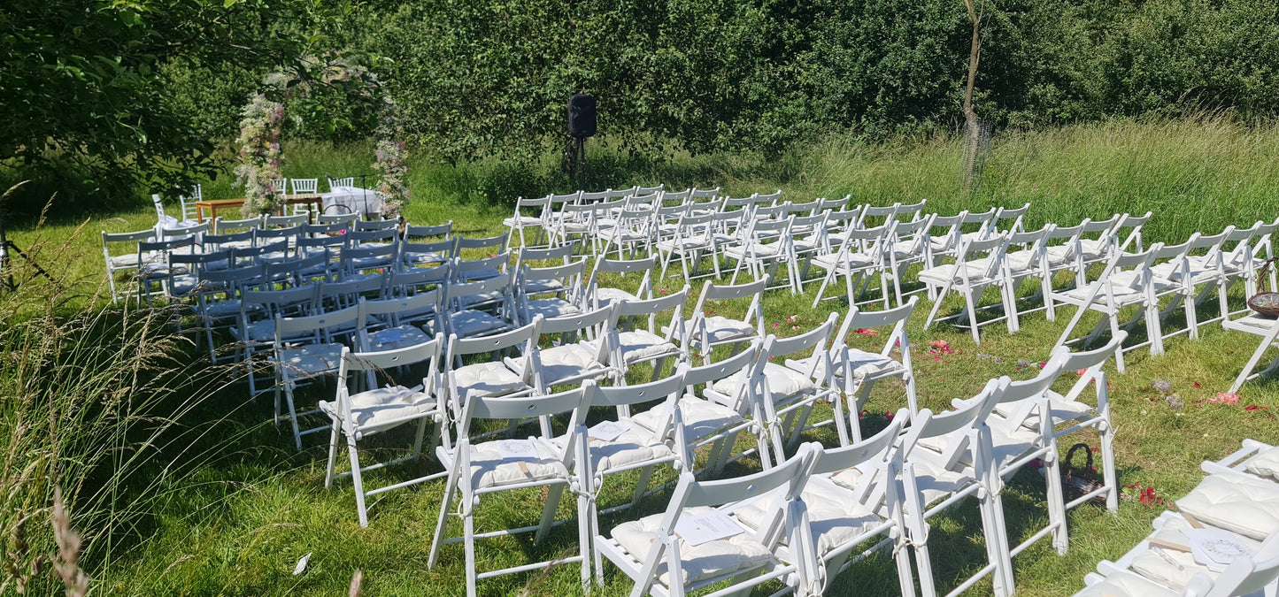 Klappstuhl Holz (Weiß) MIETEN Stuhl Stühle
