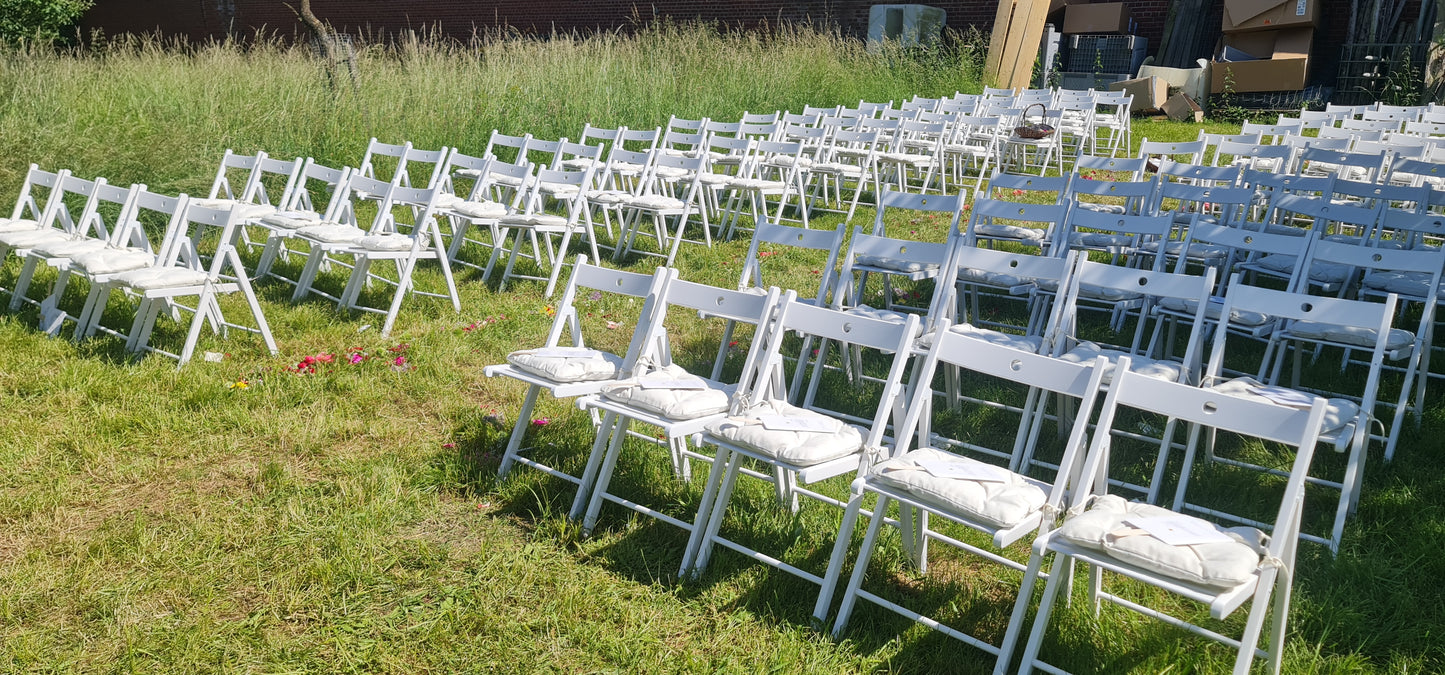 Klappstuhl Holz (Weiß) MIETEN Stuhl Stühle