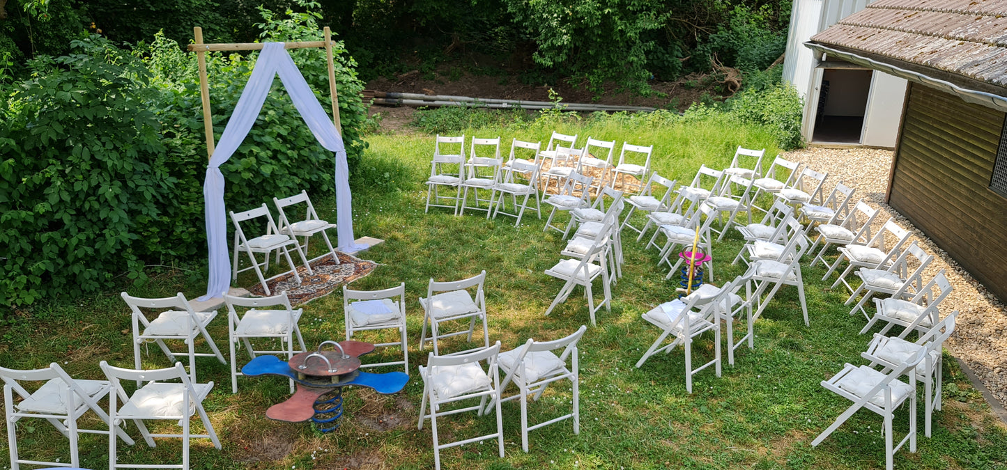 Klappstuhl Holz (Weiß) MIETEN Stuhl Stühle