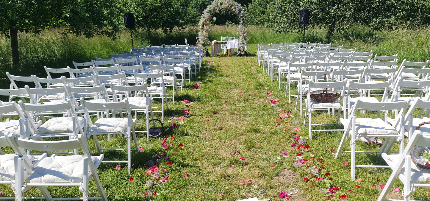 Klappstuhl Holz (Weiß) MIETEN Stuhl Stühle