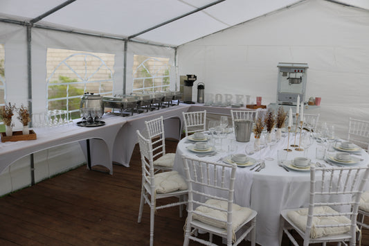 Bild von Runde Tischdecke für Banketttisch (Weiß) MIETEN 