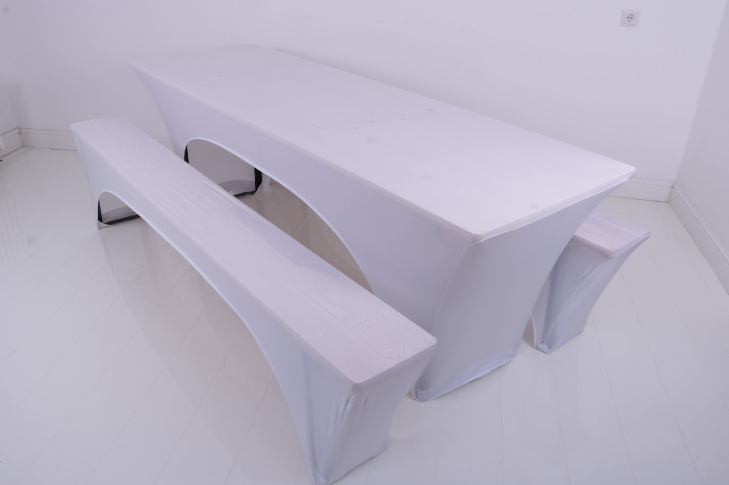 Hussen f. Bierzeltgarnitur breit (Weiß) 2. Wahl, Gereinigt** MIETEN