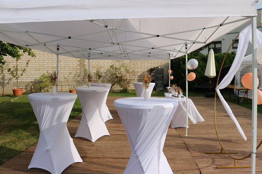 Bild von Husse f. Stehtisch 75cm Ø (Weiß / Schwarz) 2. Wahl, Gereinigt** MIETEN 